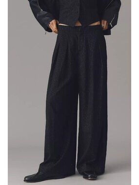 By Anthropologie Striped Tuxedo Pants 10 Tall